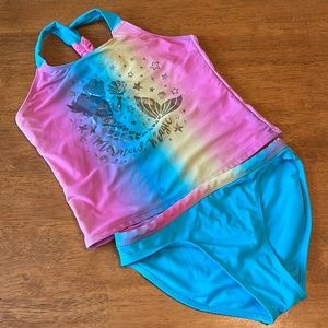 Rainbow Mermaid 2 Piece Tankini Bottom Swimsuit Wonder Nation Girls Large 10/12